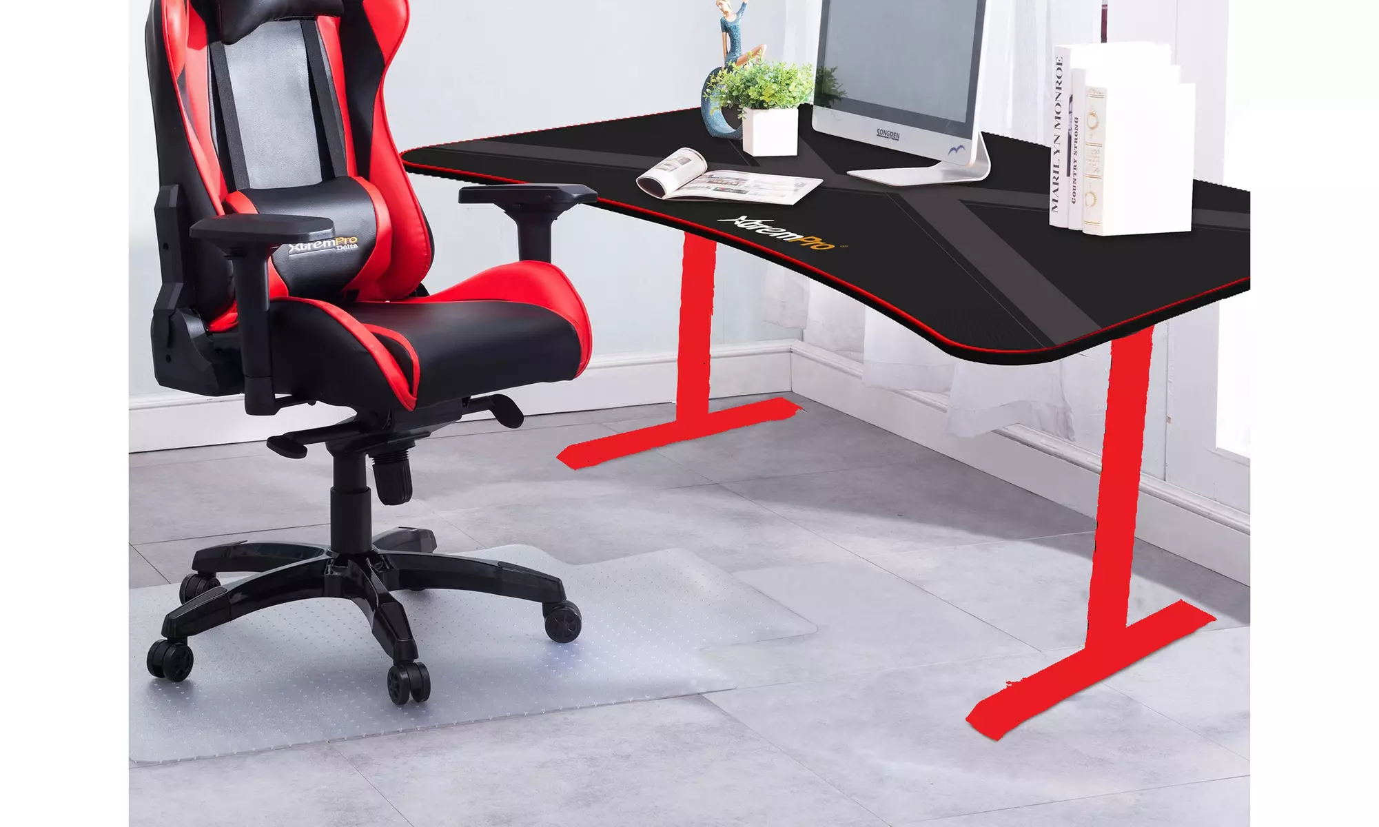 Gaming Desk Full Mouse Pad Area And Cable Management - Primary Image