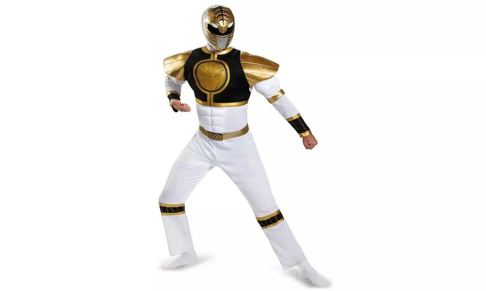 Mighty Morphin Power Rangers White Ranger Muscle Adult Costume - Primary Image