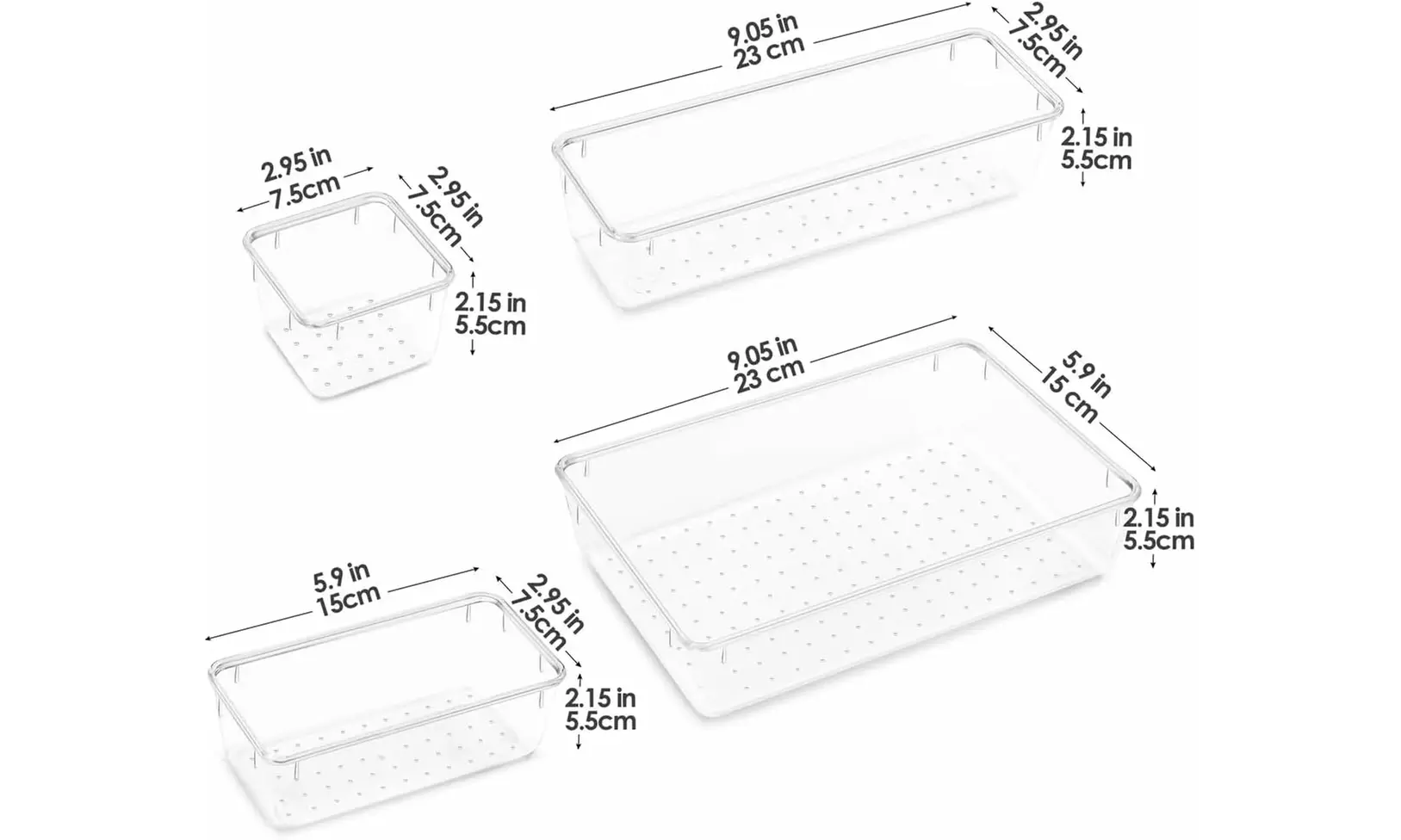 25-Piece Clear Plastic Drawer Organizers Set