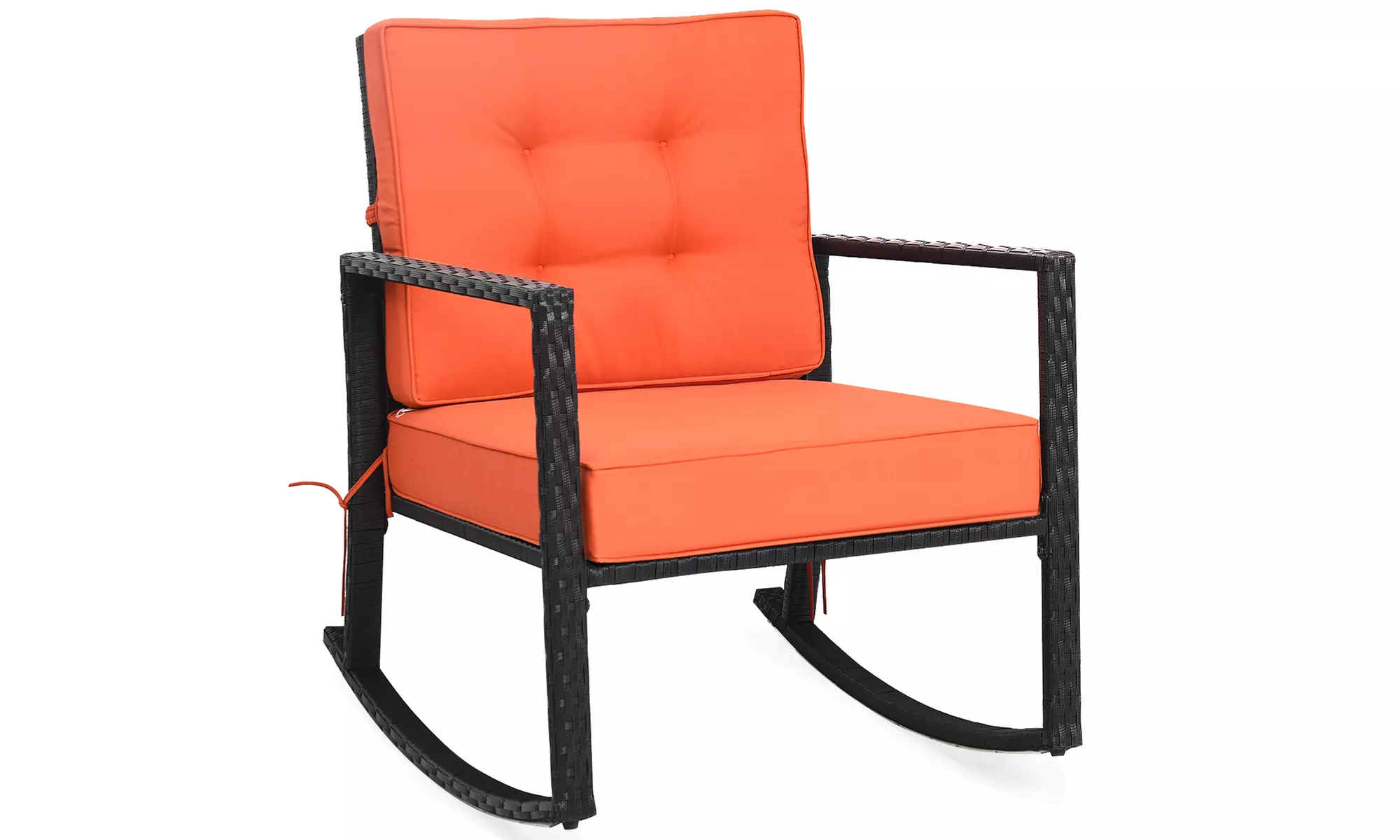 Costway Patio Rattan Rocker Chair Outdoor Glider Wicker Rocking Chair Cushion