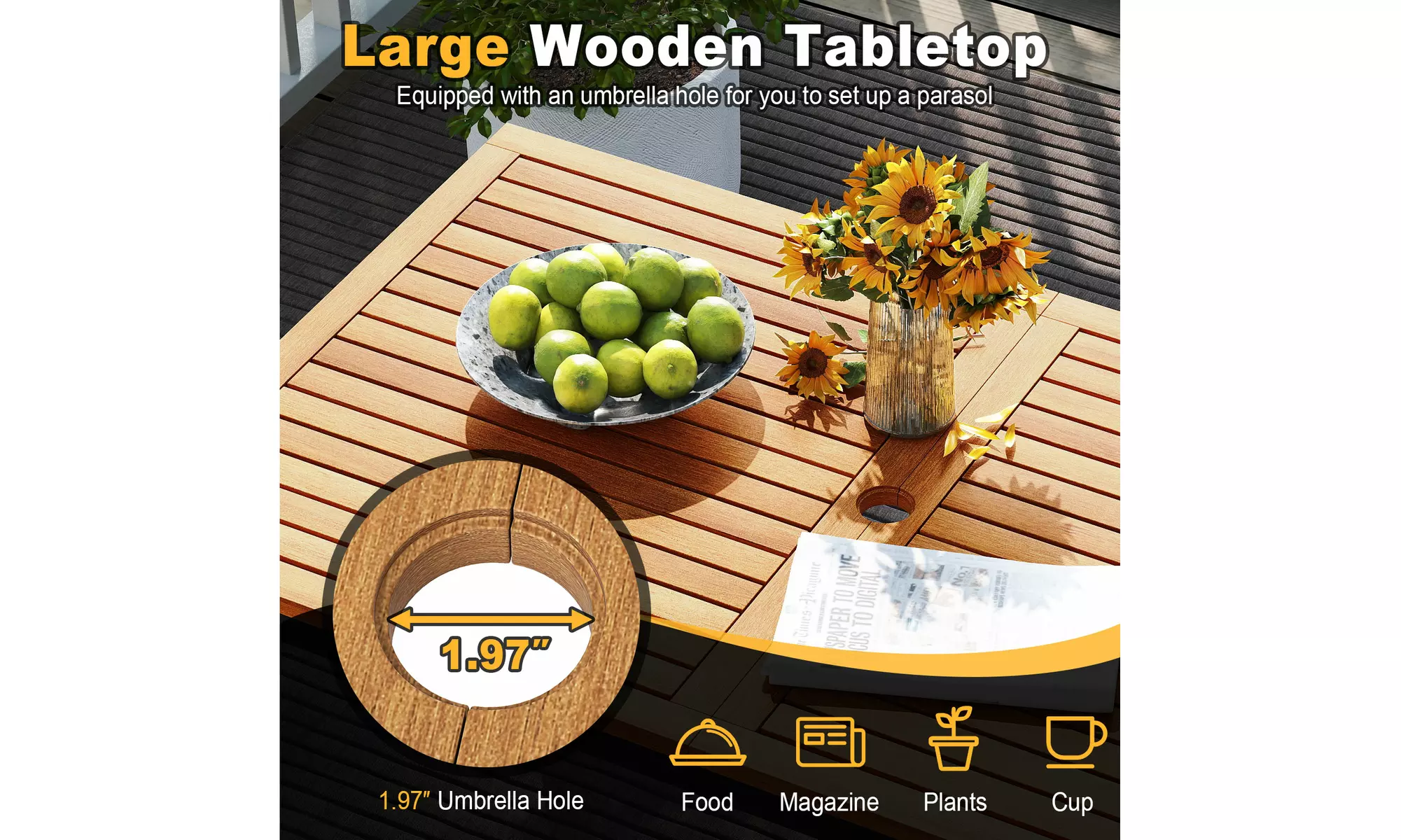 Costway Four-Piece Patio Furniture Set with Acacia Wood & Metal Frame