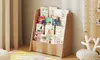 Costway 4-tier Kids Wooden Bookshelf Toddlers Book Rack with Deep Shelves