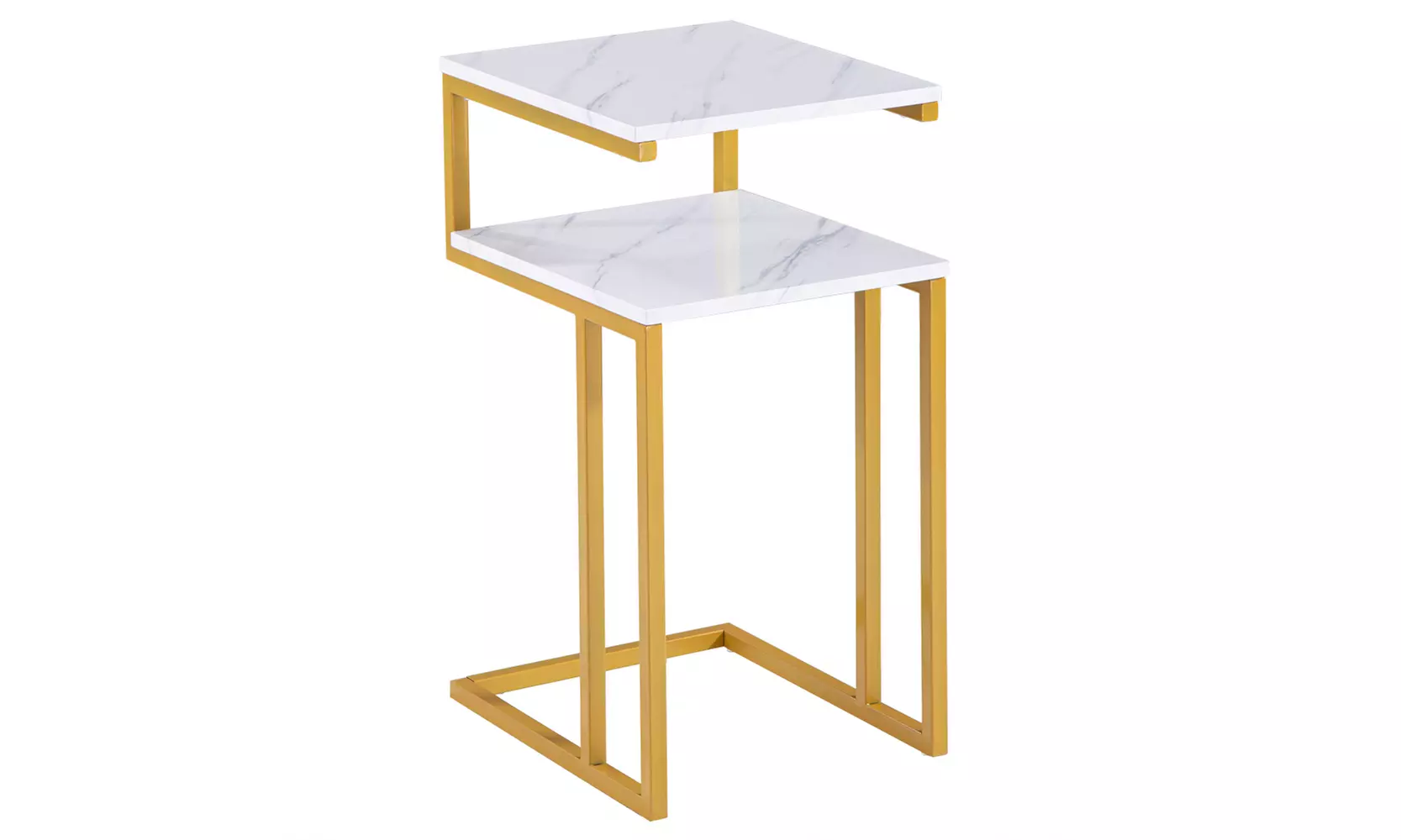 2-Layer C-Type End Side Coffee Tee Table Side Table Gold Marble Sticker - Primary Image