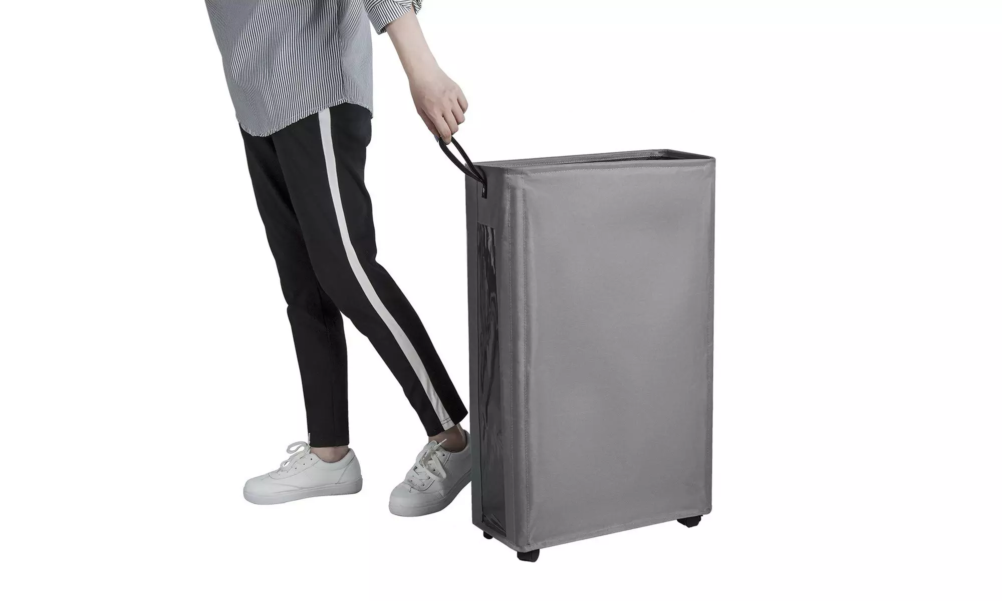 27'' Slim Laundry Hamper Large Tall Laundry Basket on Wheels Clear Visible - Primary Image