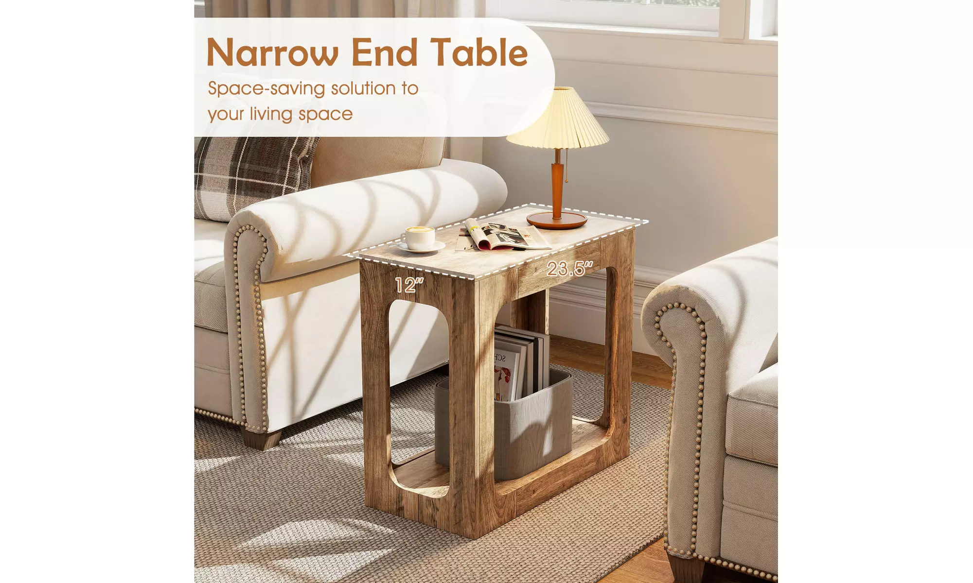 One or Two Costway 2-Tier End Table with Storage Shelf