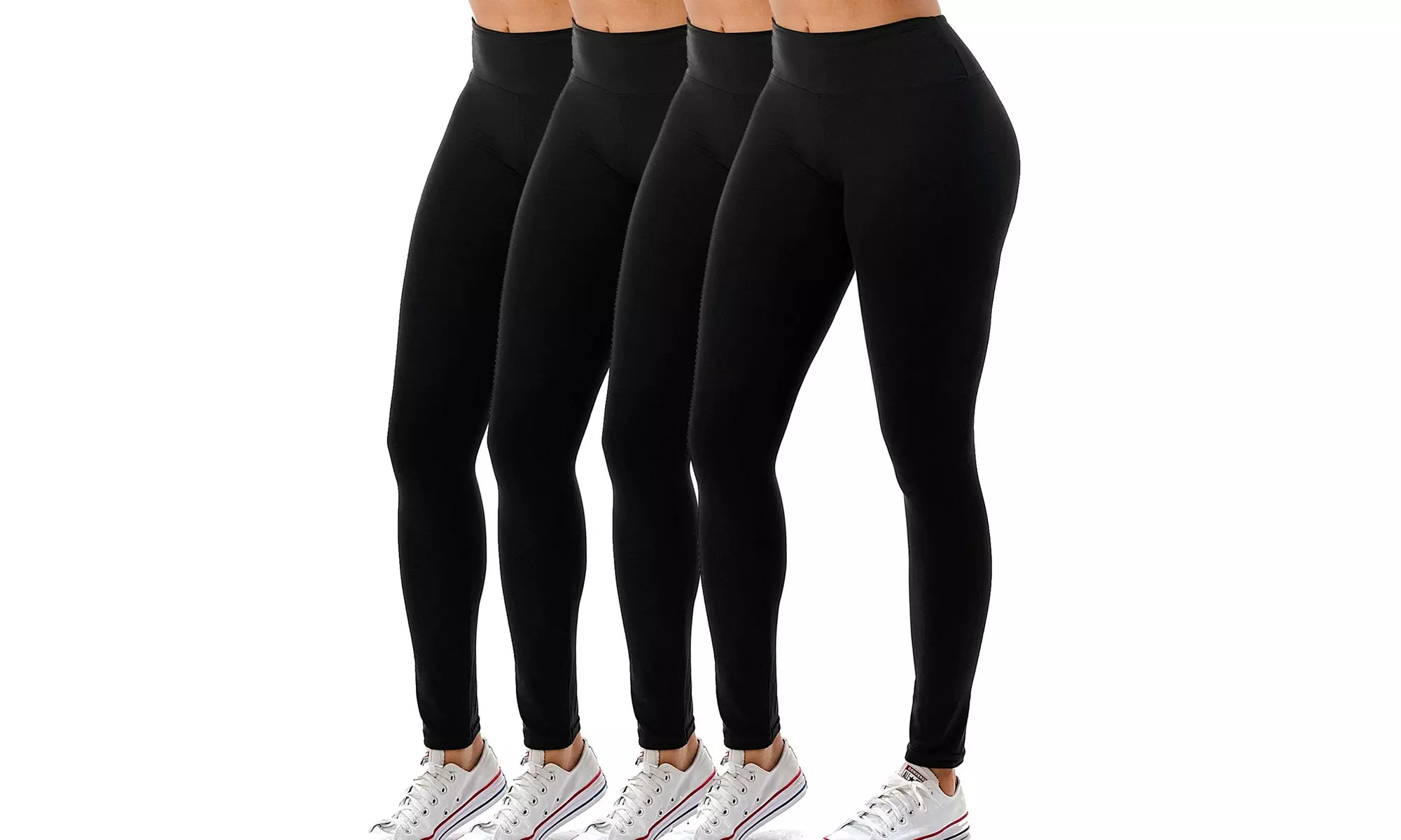4 Pack Women's High Waisted Soft Leggings Size S-3XL
