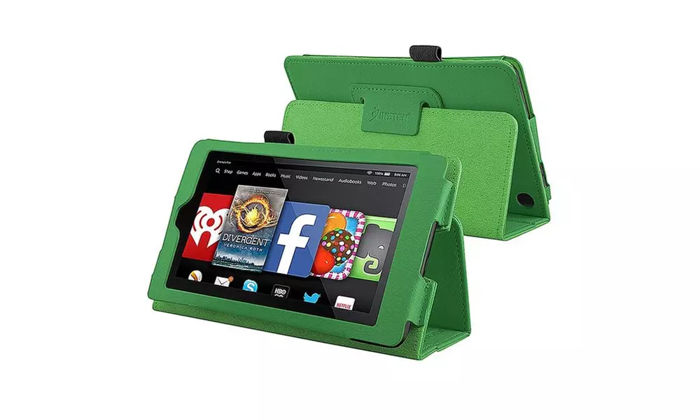 Insten For Kindle Fire HD 6 Tablet Folio Leather Case SmartCover Green - Primary Image