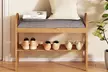 Costway Bamboo Entryway Shoe Bench 2-Tier Shoe Rack with Padded Seat Cushion - Second Medium