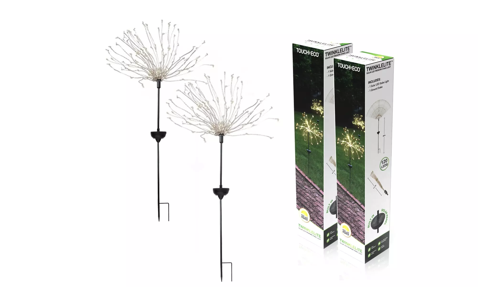 Solar 120 LED Holiday Sparkler-Firework Outdoor Garden Decor Stake Lights