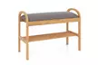 Costway Bamboo Entryway Shoe Bench 2-Tier Shoe Rack with Padded Seat Cushion - Second Medium