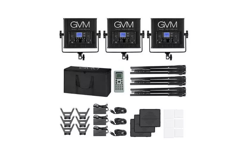 GVM 896S-3L Bi-Color LED 3-Panel Video Light Kit - Primary Image