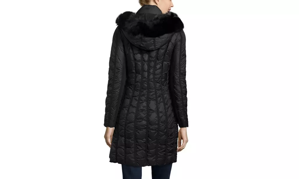ZAC ZAC POSEN Carla Down Coat with Fox Fur Trim - Second Medium