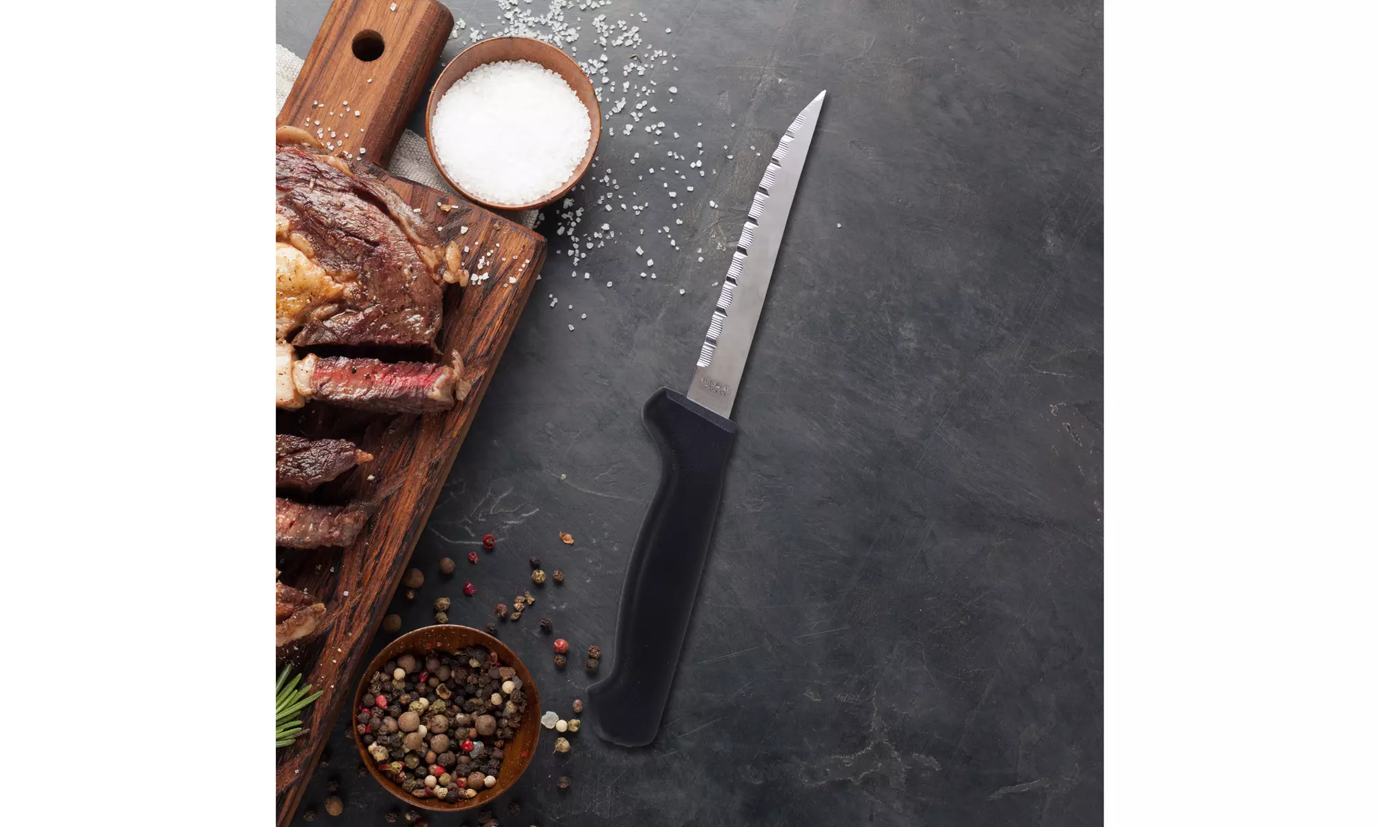 Steak Knives - Stainless Steel Pointed Tip Serrated Steak Knife 6 Pack - Second Medium