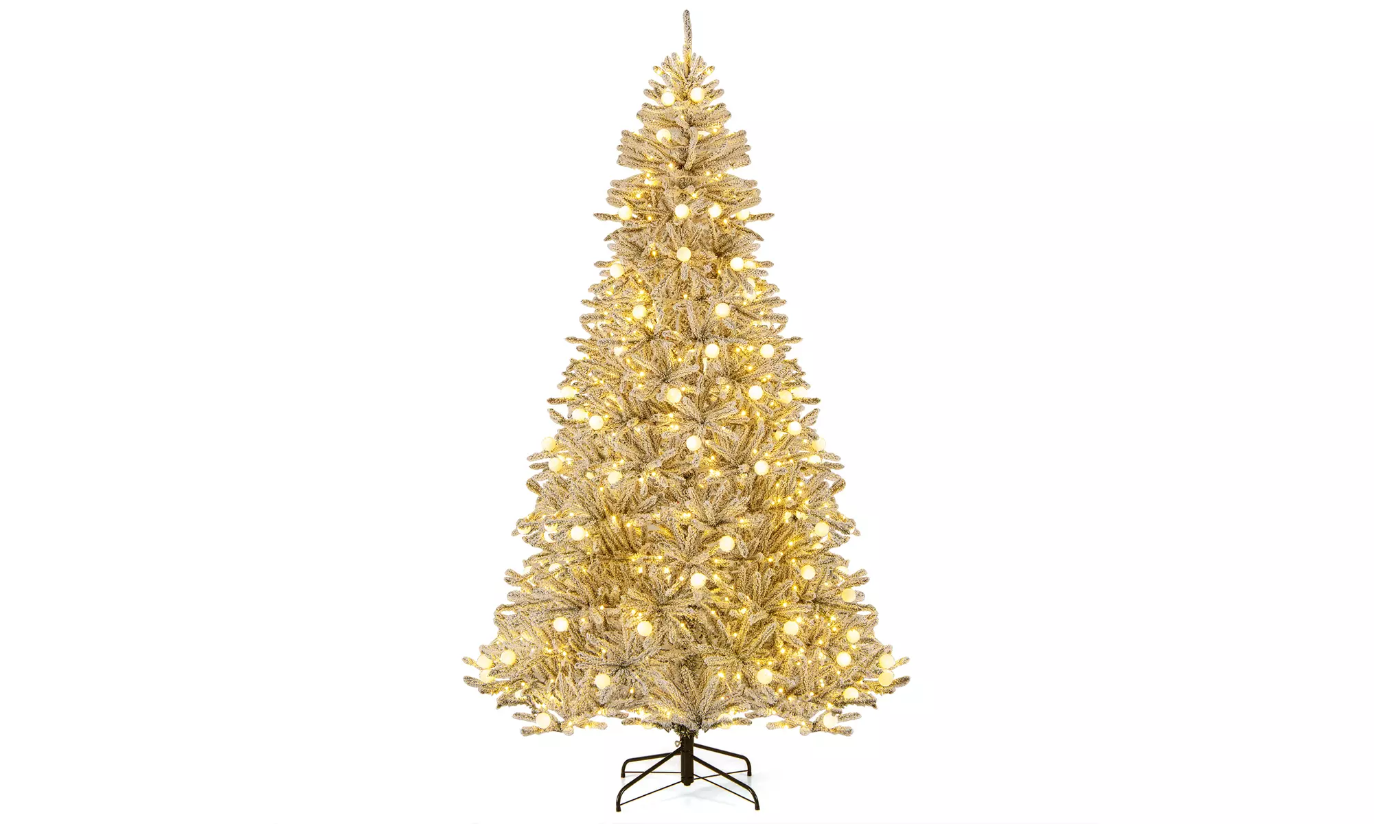 Costway Pre-Lit Artificial Christmas Tree with Branch Tips | Warm White LED Lights | Easy Setup & Home Decor