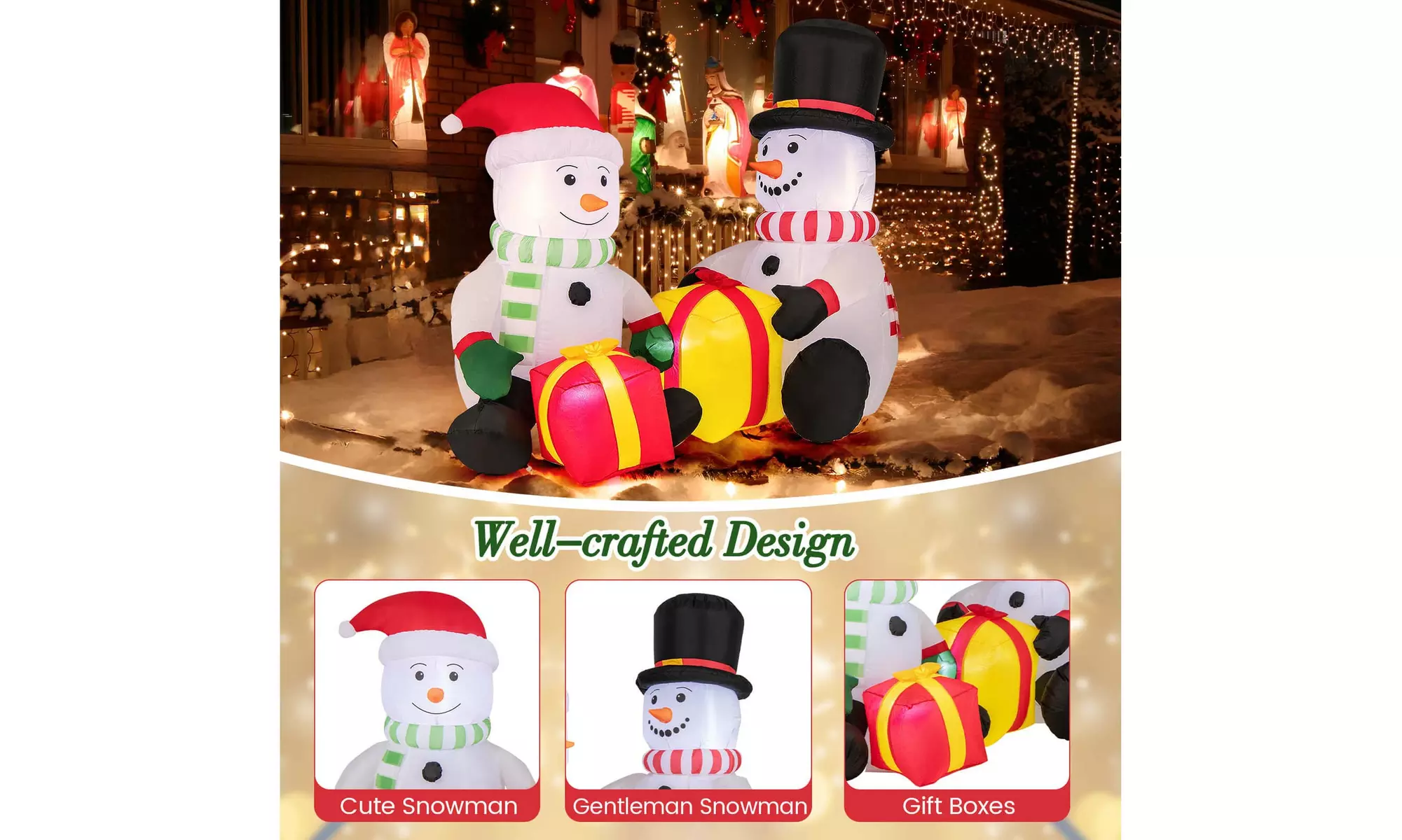 Costway Inflatable Christmas Santa Claus Helicopter Snowman Penguin Lights