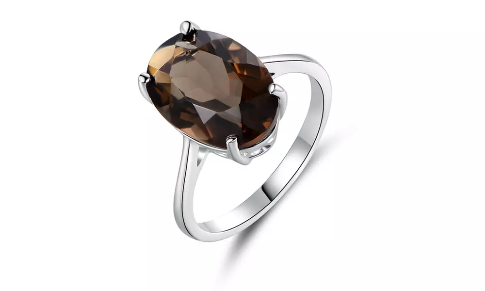 Genuine Smokey Topaz Solitaire Ring By Peermont