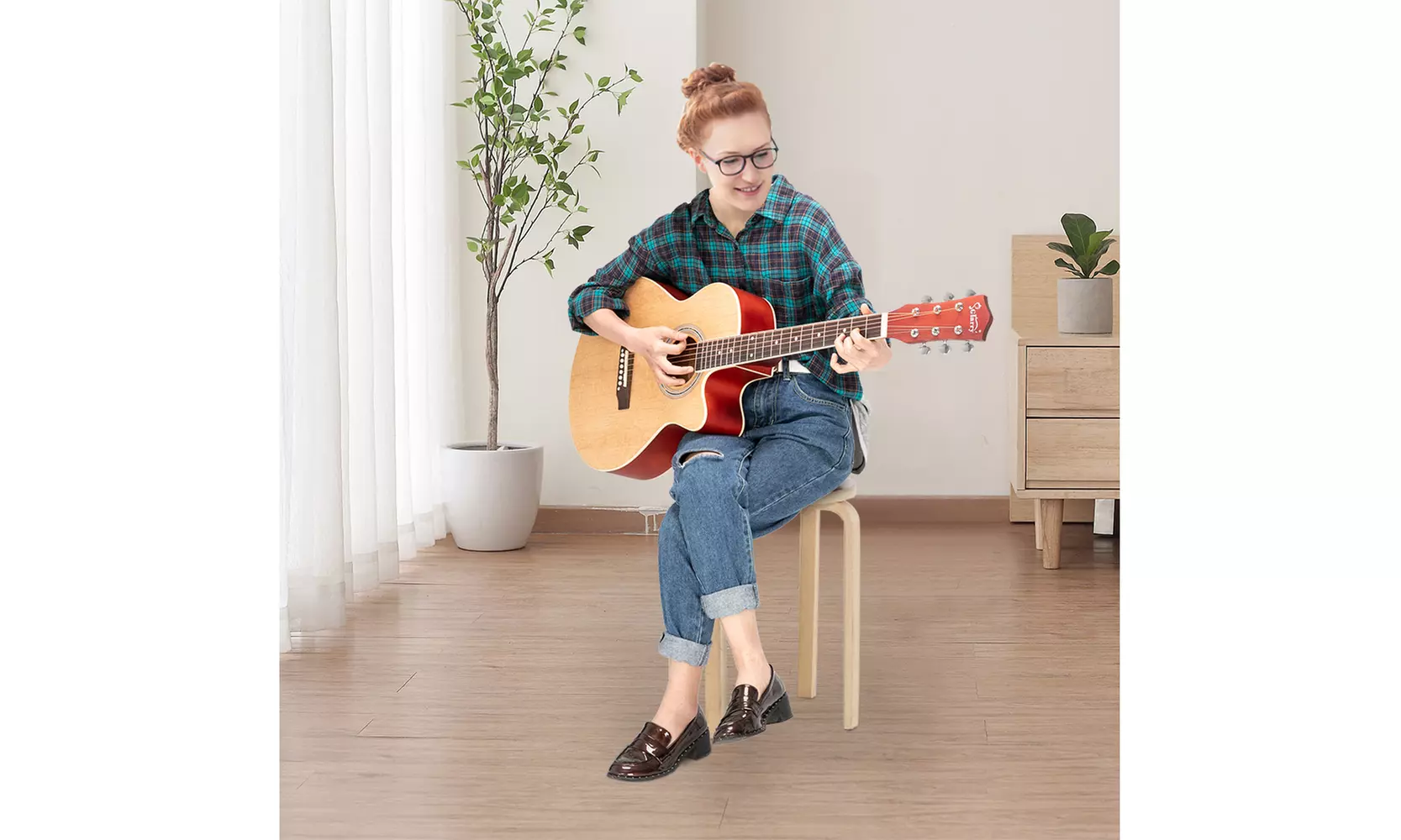 GT501/GT502 40/41 Inch Folk Acoustic Guitar-- Guitar Bag & Board & Wrench Tool - Primary Image
