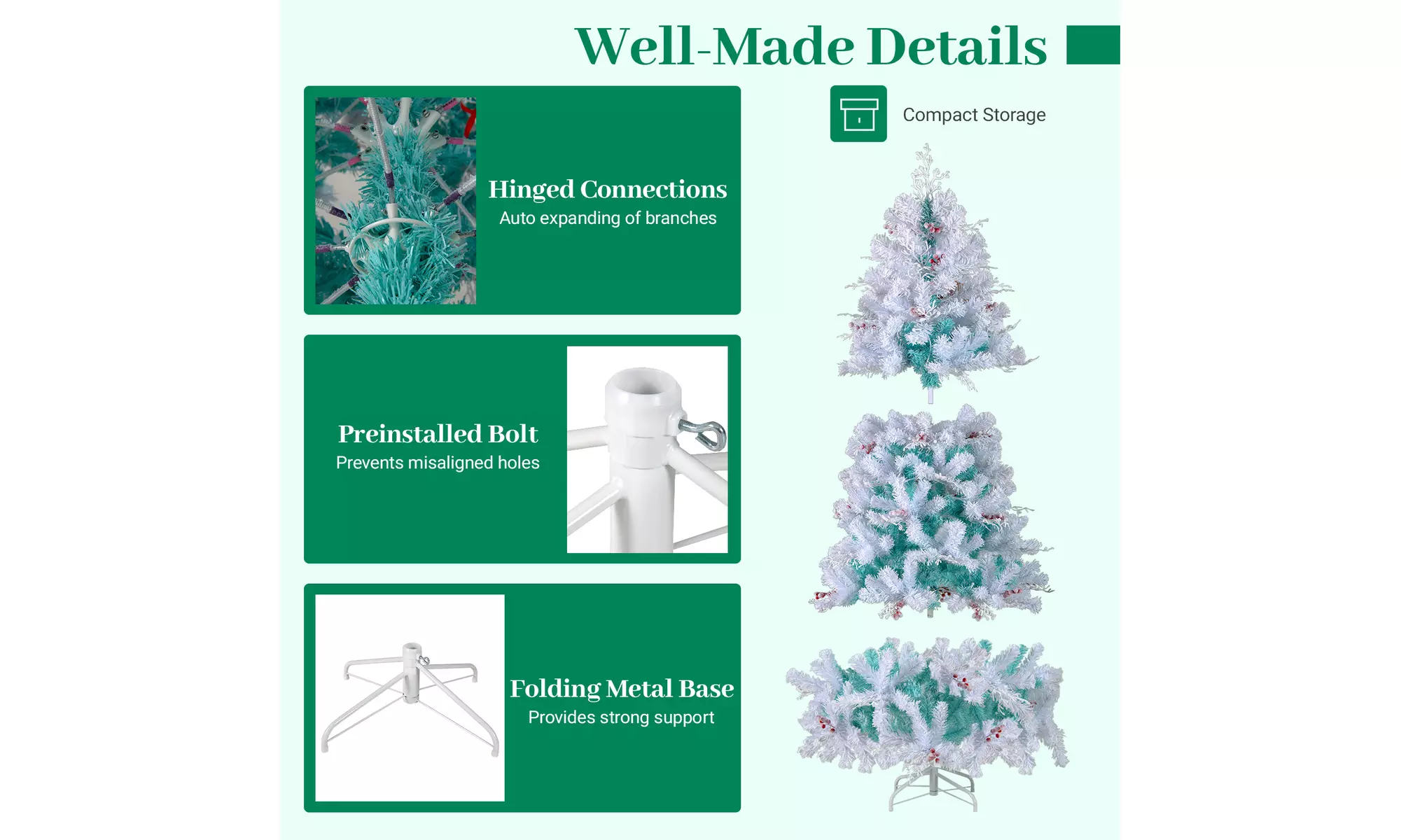 Costway Pre-Lit Artificial Christmas Tree with Branch Tips | Warm White LED Lights | Easy Setup & Home Decor