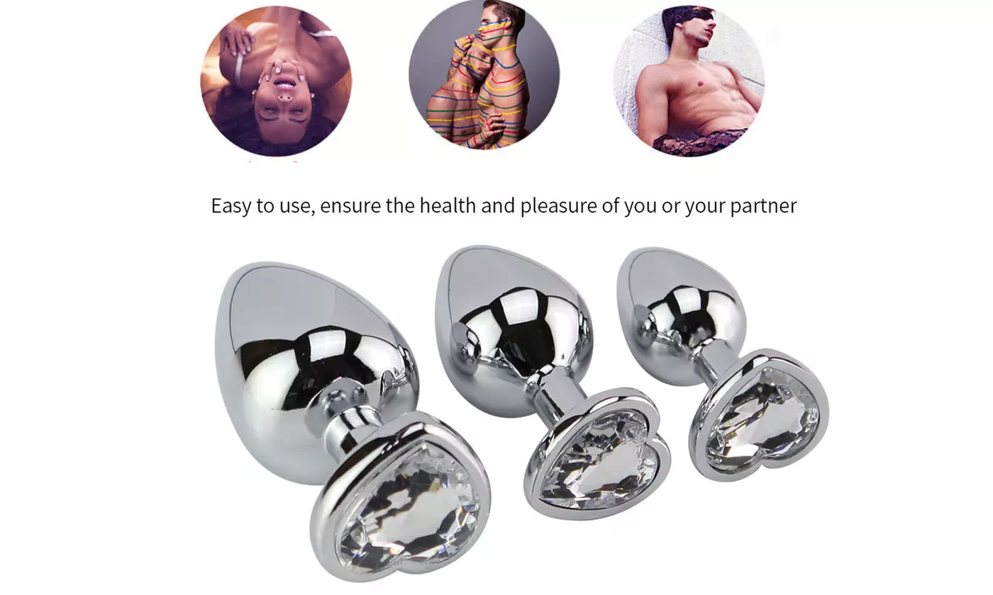 3Pcs ItBelongs2U Metal Jewelry Anal Plugs Trainer Beginners Advanced Users