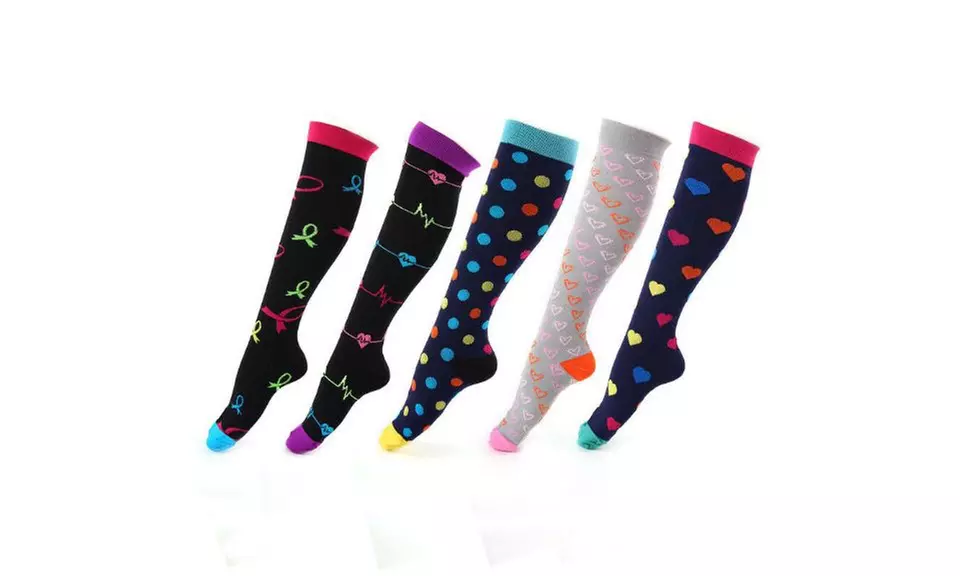 Women's Knee-Length Patterned Compression Socks - Primary Image