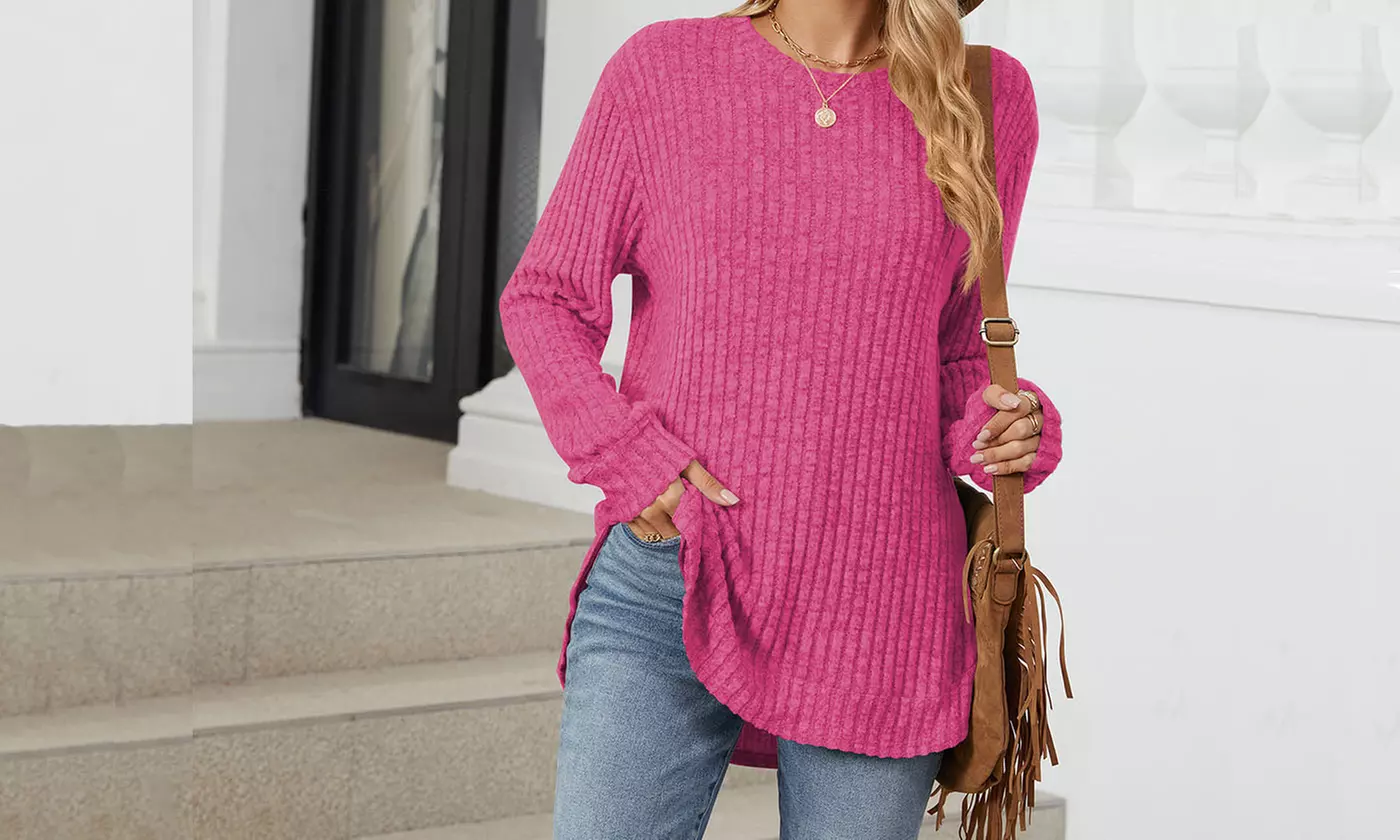 Women Fall Wintetr Casual Long Sleeve Tunic Sweaters Pullover Knit Jumper Tops