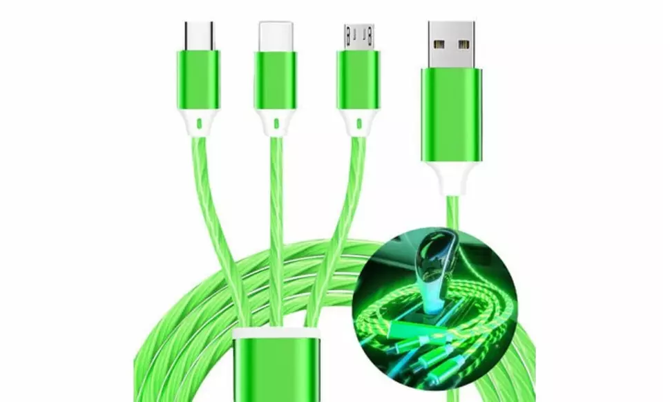 3-in-1 Flowing Luminous LED Fast Charging Cable  (3.3ft)