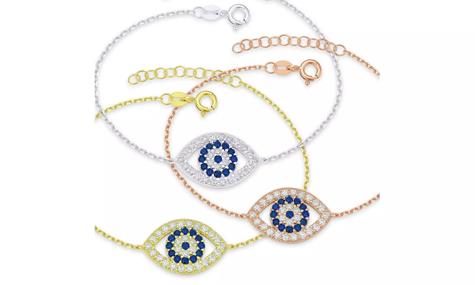 Evil Eye Turkish Nazar Greek Hamsa Kabbalah Charm .925 Sterling Silver Bracelet - Primary Image