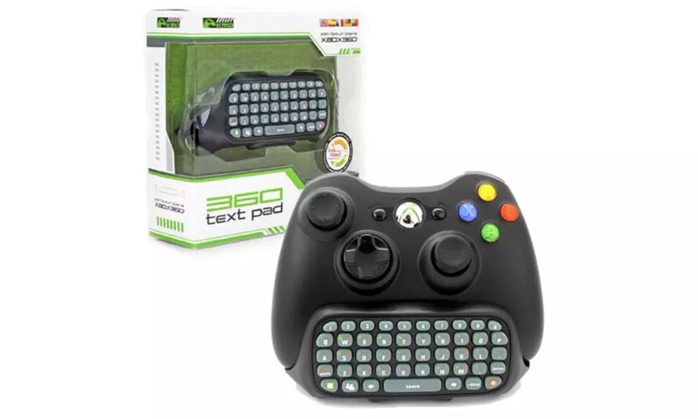 Text Pad QWERTY Keyboard For Microsoft Xbox 360 Controller Black - Primary Image