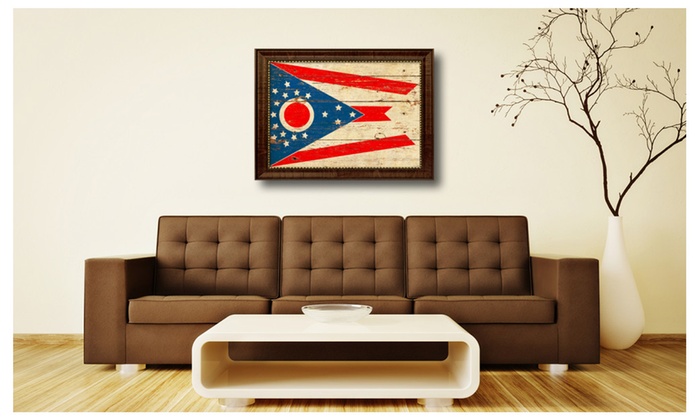 Ohio State Flag Patriotic Home Office Decor Canvas Wall Art