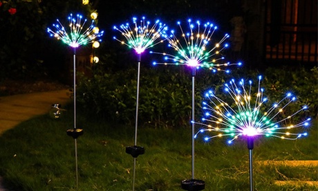 SolarEK 120-LED White & Multi-Color Firework Solar Stake Lights (2-Pack) Warm White 2 Pack