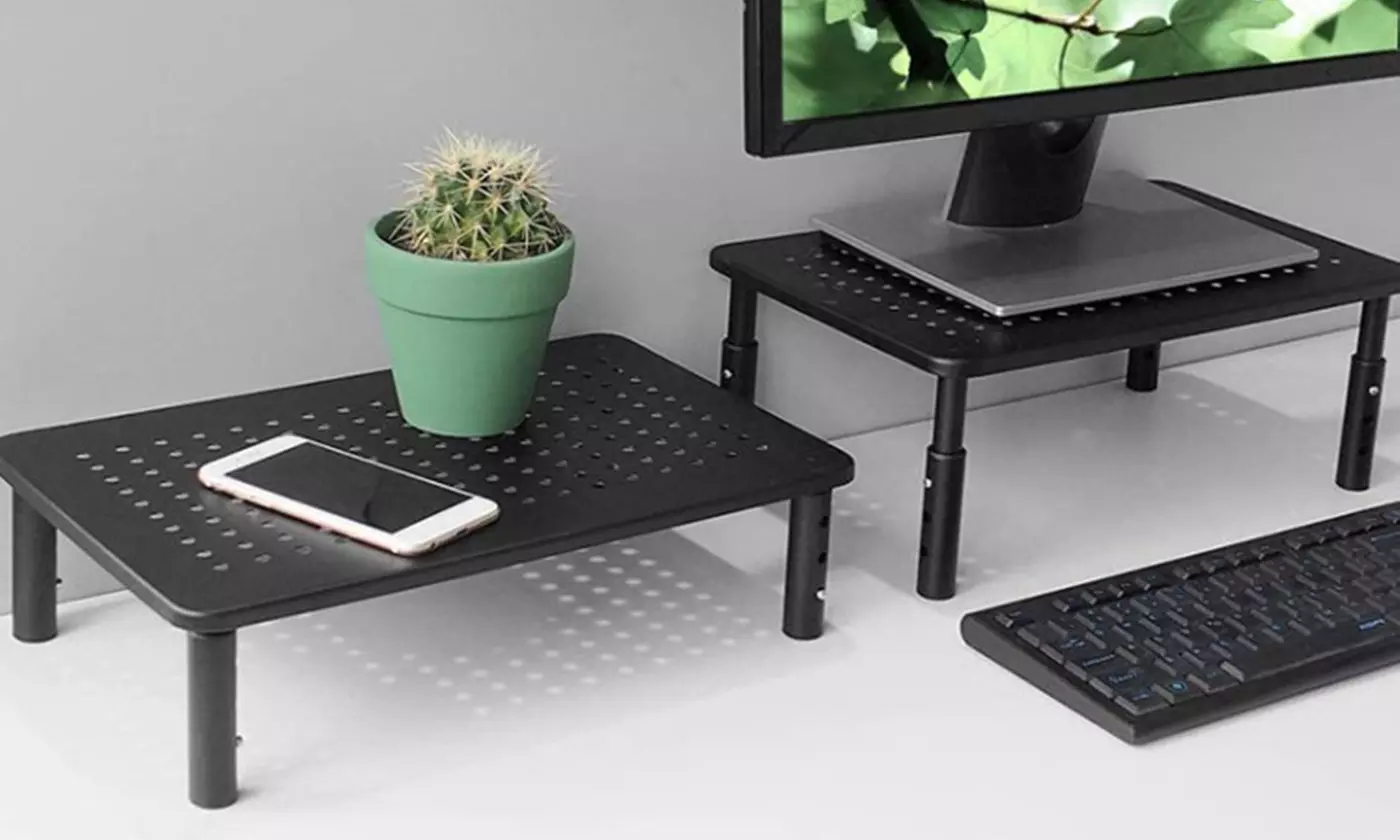 iMounTEK Monitor Stand Riser 3 Height Adjustable Metal Desk Riser Organizer