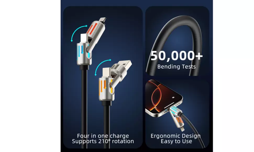 4-in-1 240W SuperFast Charging Cable LaptopCharging High Speed Cable