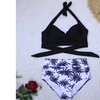Image 3: Women's Sexy Print Backless Bikini Sets High Waist Swimwear Swimsuit
