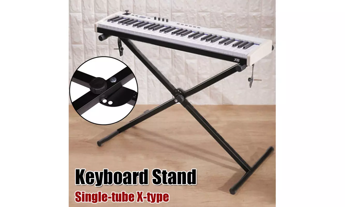 Black Keyboard Piano X Stand Electric Organ Rack Metal 7 Level Height Adjustable - Primary Image