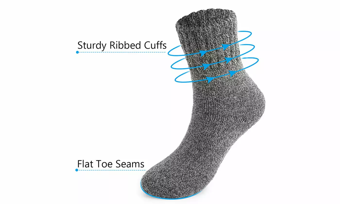 3 Pairs Men's Ultra-Thick Winter Warm Breathable Wool Hiking Crew Socks