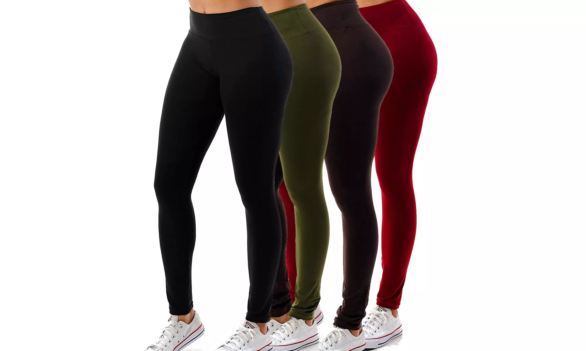 4 Pack Women's High Waisted Soft Leggings Size S-3XL