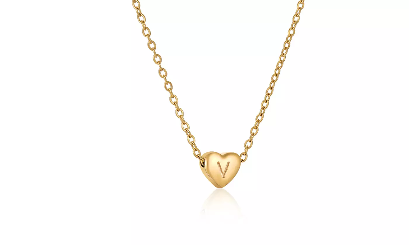 Initial Heart Pendant Necklace Letter Heart Choker Necklace