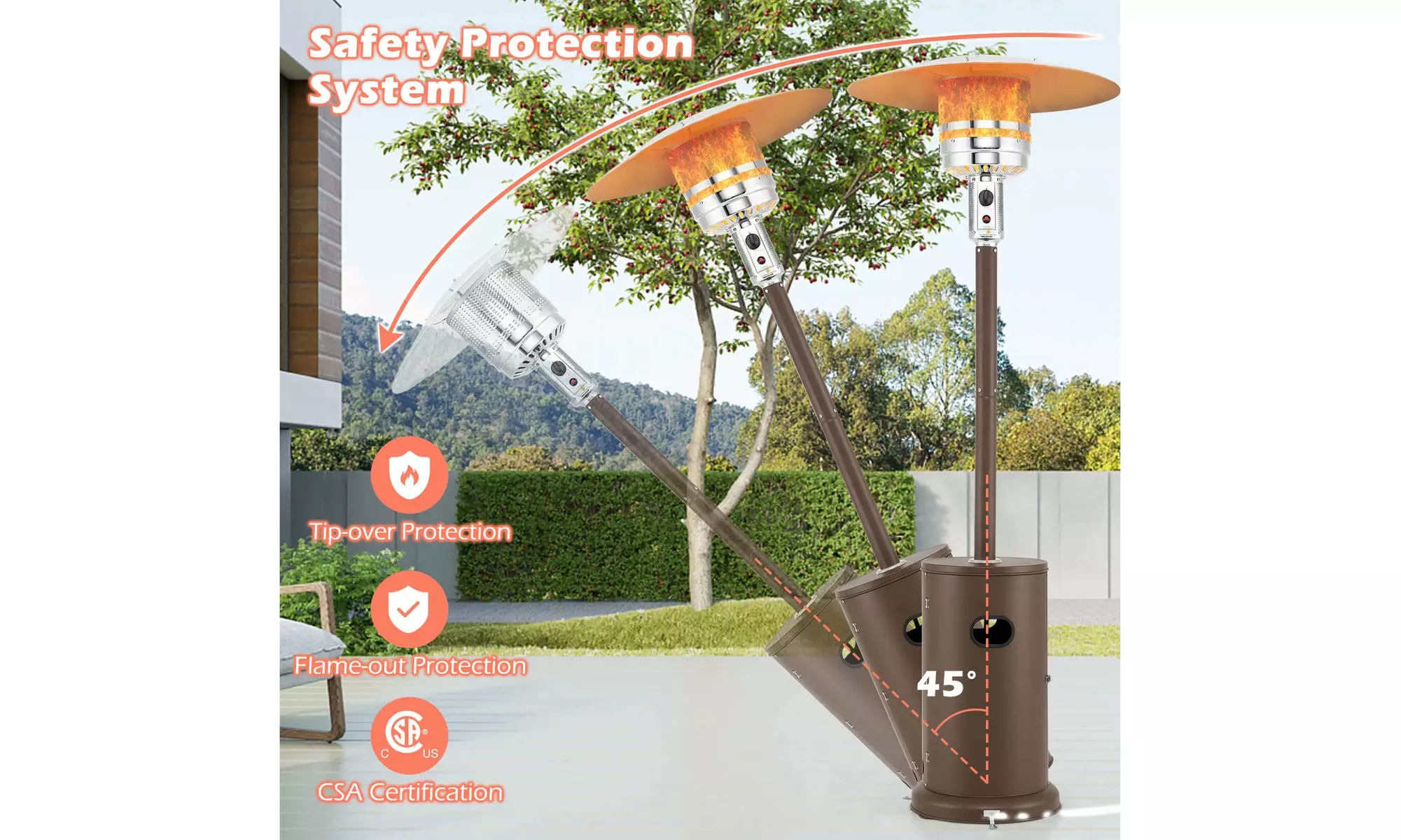 50,000 BTU Patio Heater with Wheels Round Table Design & Stainless Steel Burner