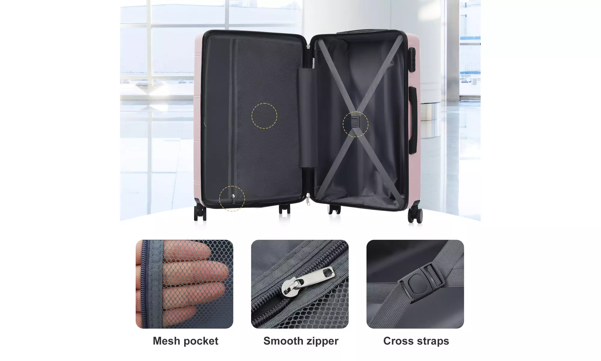 Six-Piece Luggage Set with Expandable Suitcases