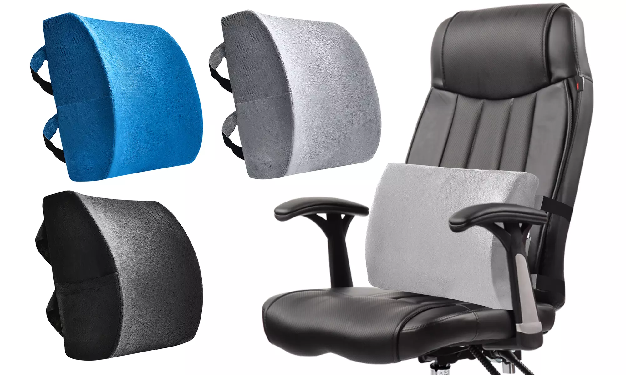 Lumbar Support Pillow Memory Foam Cushion with Velvet Cover for Back Pain Relief - Primary Image