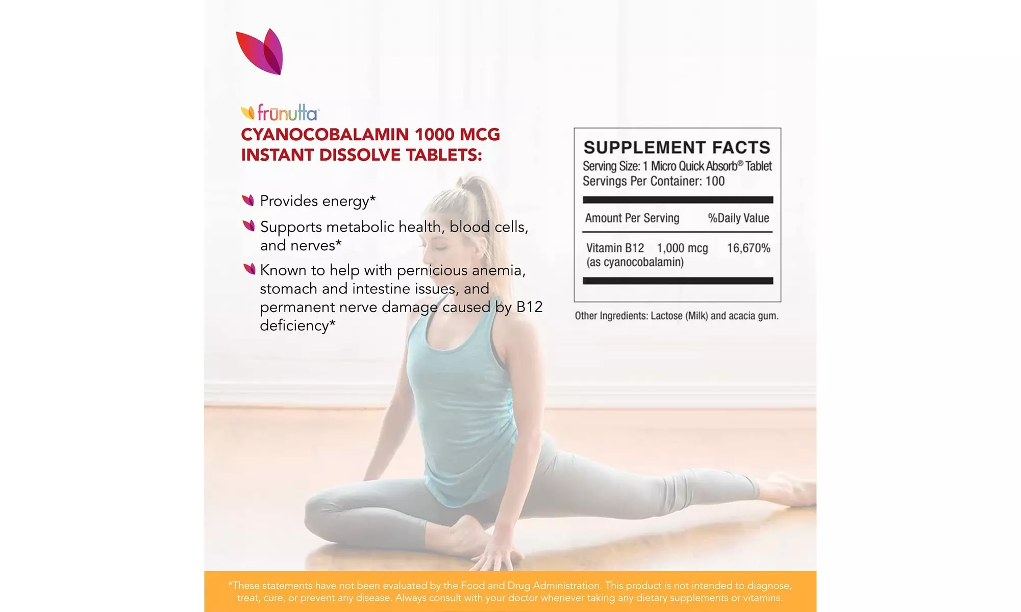 Frunutta Vitamin B6 B12 and Folic Acid Under The Tongue Instant Dissolve Tablets - Second Medium