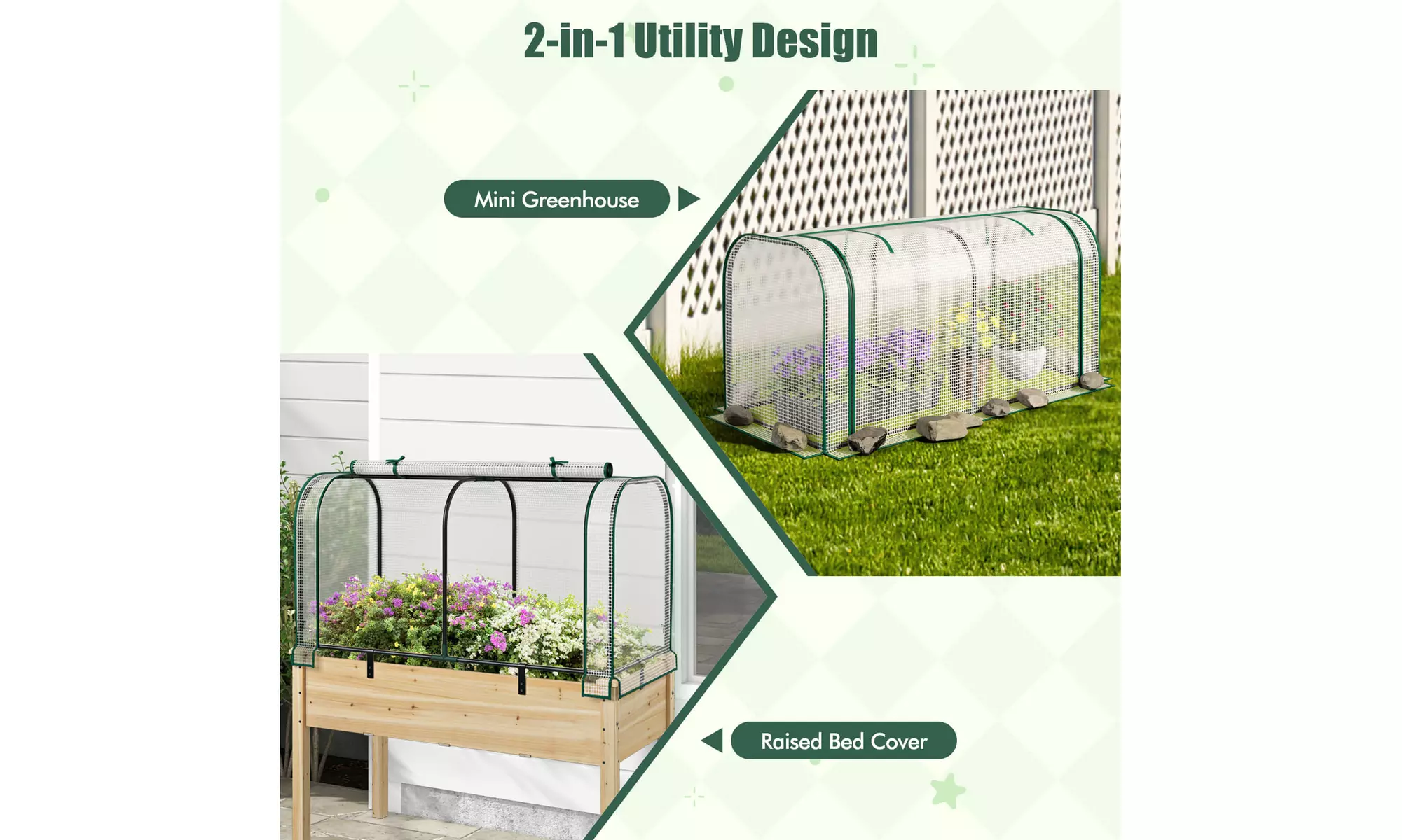 Costway Portable 47 Inch Mini Greenhouse Outdoor Indoor Tunnel Greenhouse