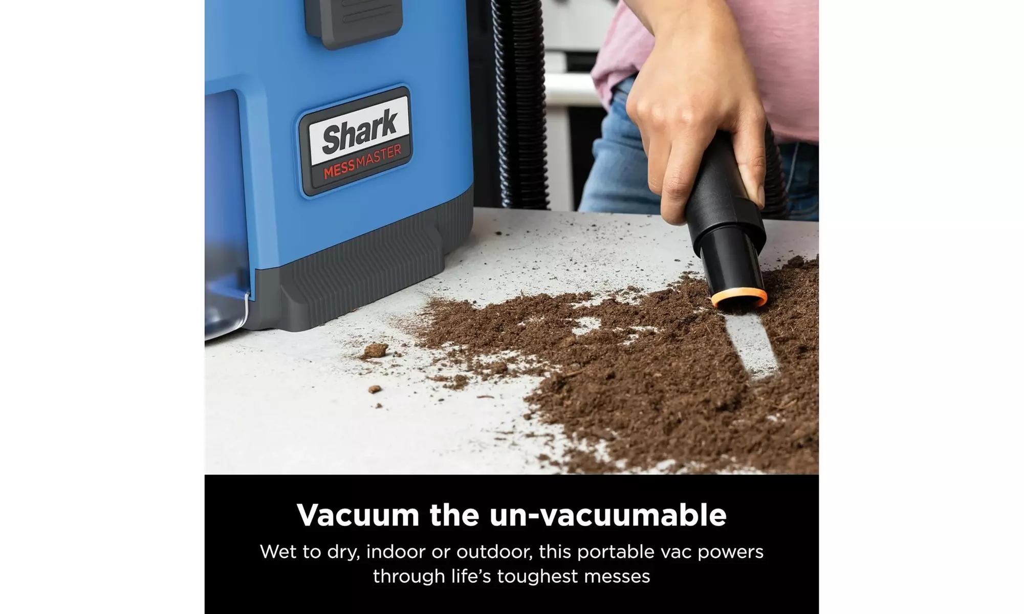 SHARK VS100 MessMaster Wet/Dry Vacuum, 1 Gal, Corded, Blue (Refurbished)