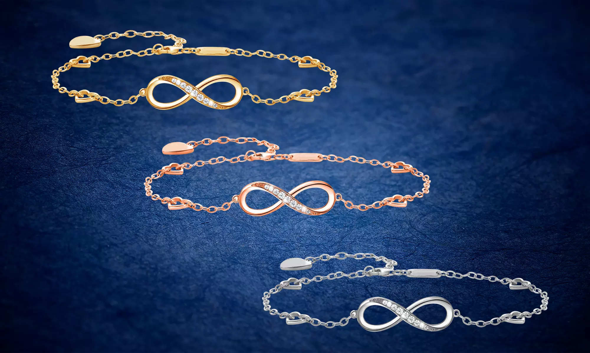 Rhodium Plated Brass CZ Infinity Symbol Anklet Fashion Jewelry for Women Girls