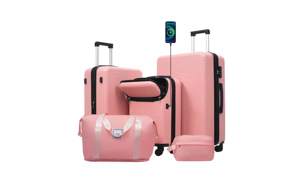 Four-Piece 20-Inch ABS Suitcase Luggage Set with USB Port