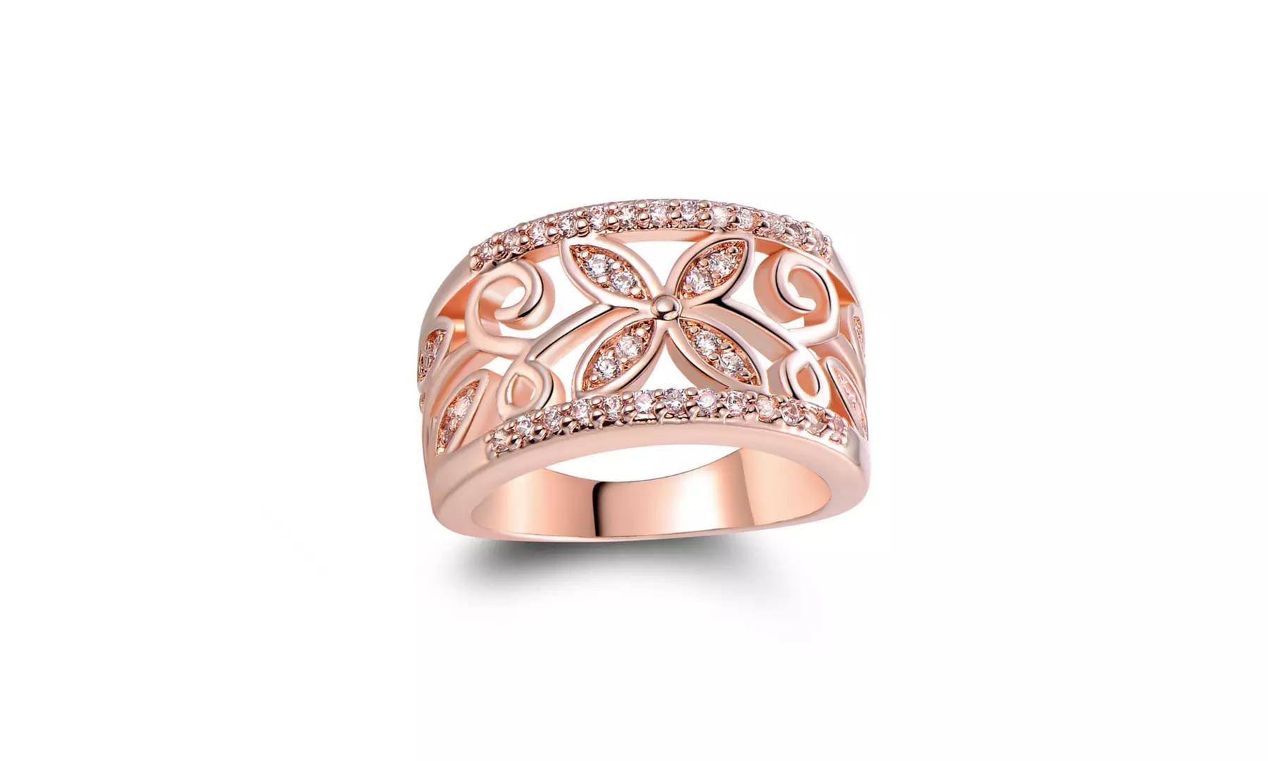 18K Rose Gold Ring with Preciosa Crystals - Primary Image