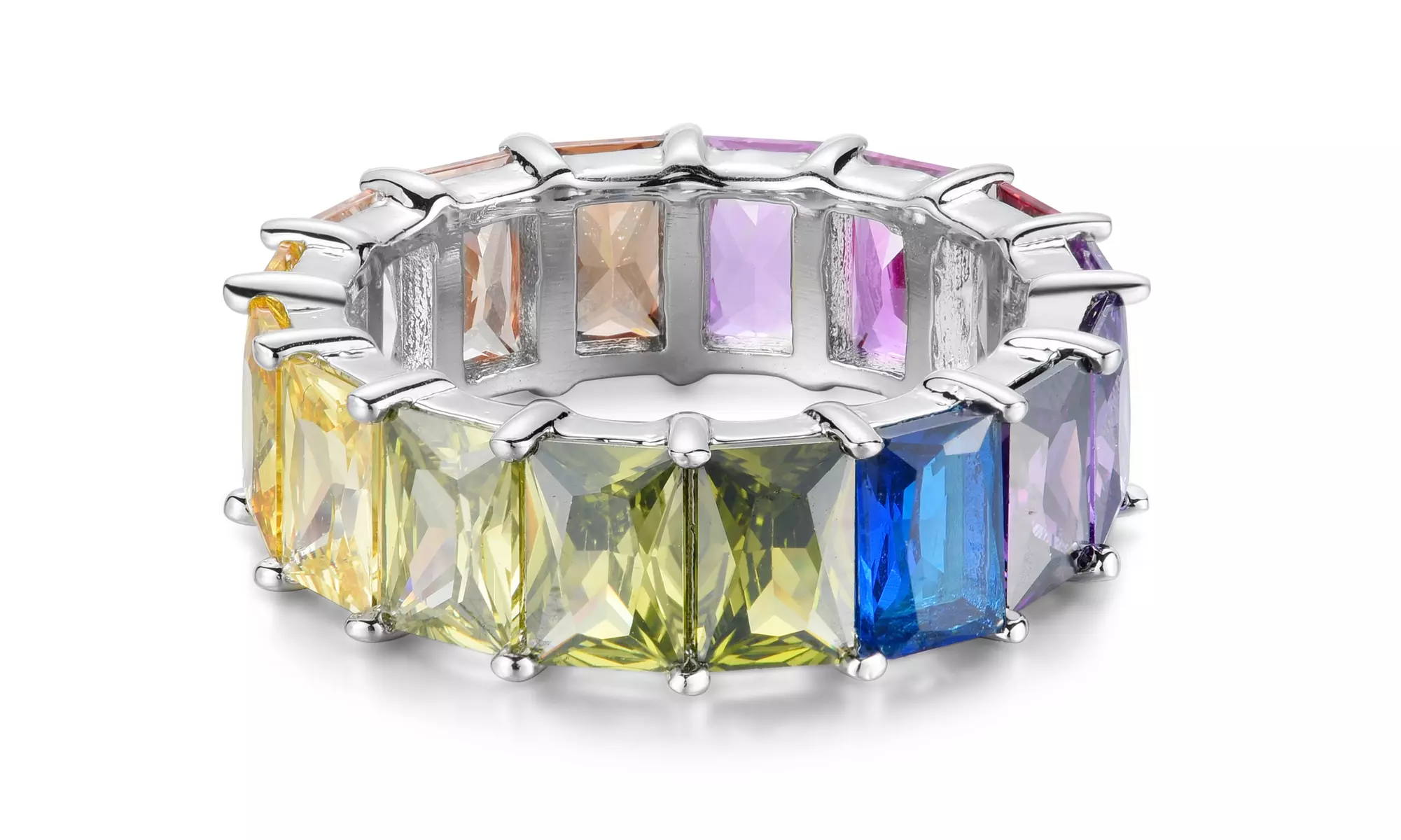 Luxe Emerald Eternity Rings Made With Cubic Zirconia Stones - Second Medium