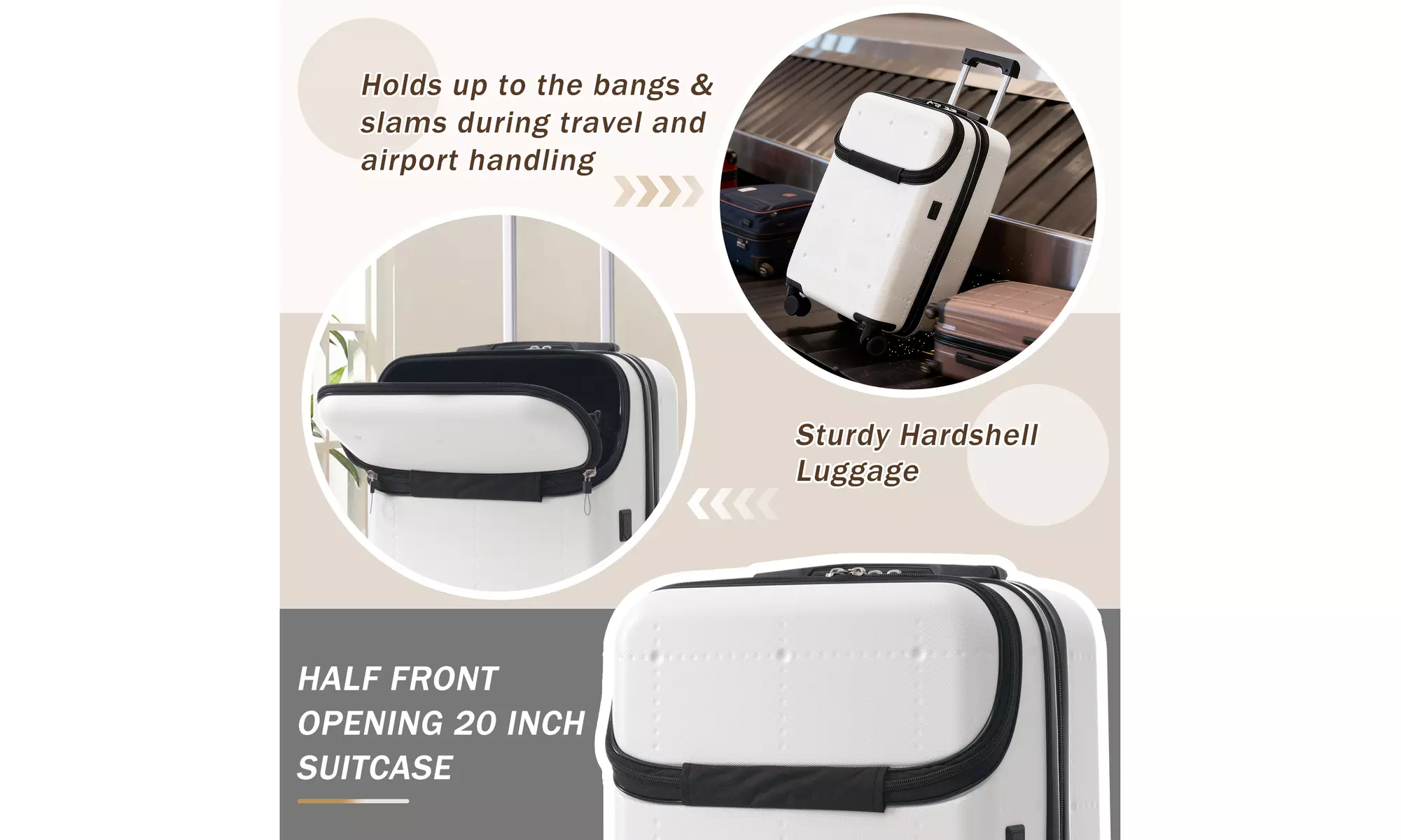 Four-Piece 20-Inch ABS Suitcase Luggage Set with USB Port