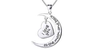 I Love You To The Moon And Back- Moon/ Heart Shaped Charm Pendant