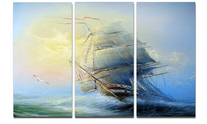 Large Sailing Boat Seascape Painting Metal Wall Art 28x36 3 Panels Groupon - Large Metal Ship Wall Art Large Sailing Boat Seascape Painting Metal Wall Art 28x36 3 Panels Groupon - Large Metal Ship Wall Art